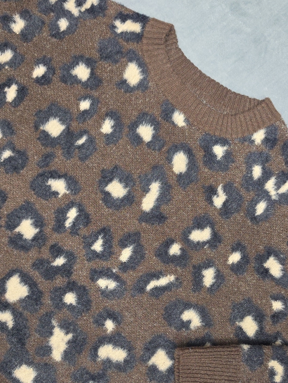 American Eagle Outfitters Brown Leopard Print Turtleneck Sweater